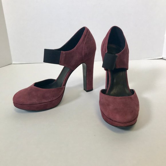J. Crew 7 Italian Suede Platform Mary Janes Heels - Picture 1 of 8